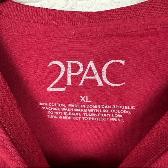 NWOT 2PAC Tupac Red Long Sleeve cotton Men's Shirt Size XL - Picture 6 of 7